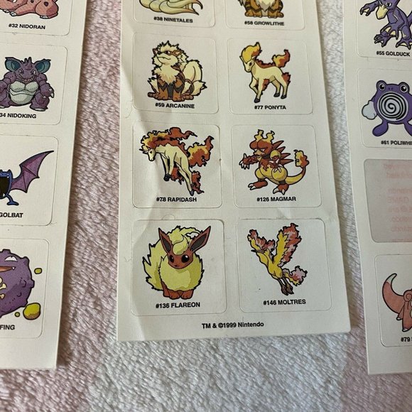 Vintage Sandylion Bug Normal Poison Fire & Water Element Pokemon Stickers - Picture 4 of 5